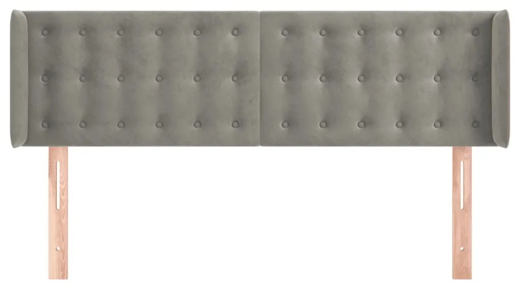 vidaXL Κεφαλάρι με Πτερύγια Ανοιχτό Γκρι 147x16x78/88 εκ. Βελούδινο