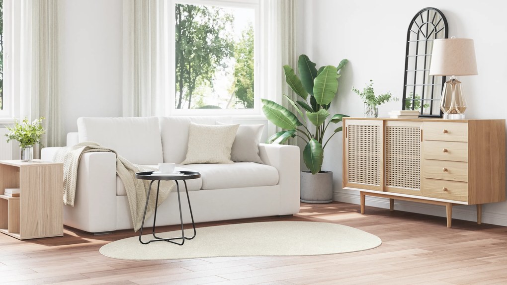 vidaXL Χαλί Κρεμ 140 x 200 cm Μαλλί