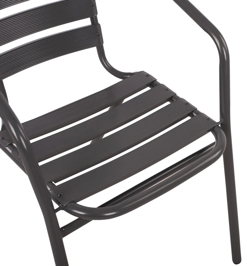 Σετ Κήπου Τραπεζαρία HM10469 3 τεμ Γκρί με Τραπέζι Figo 70x70x72 εκ. &amp; 2 Καρέκλες Laura