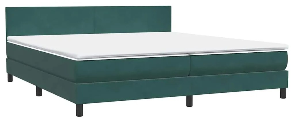 Κρεβάτι Boxspring με Στρώμα Σκούρο Πράσινο 200x210εκ. Βελούδινο - Πράσινο