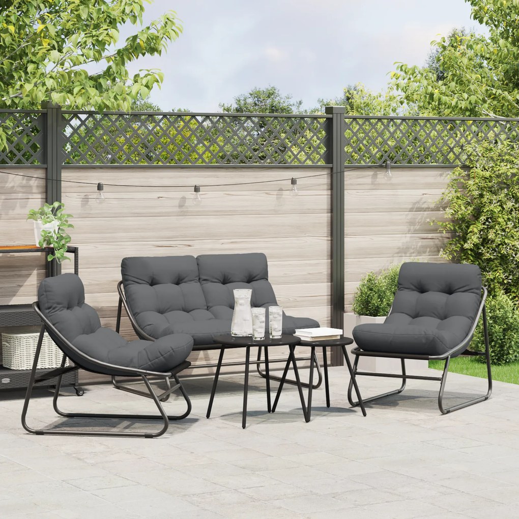 vidaXL Εξωτερικά Έπιπλα 3 pcs Μαύρο 110 x 81 x 71εκ. Μέταλλο