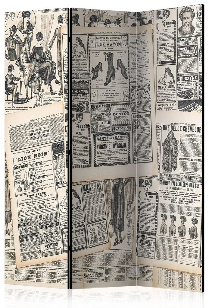 Διαχωριστικό με 3 τμήματα - Vintage Newspapers [Room Dividers] 135x172