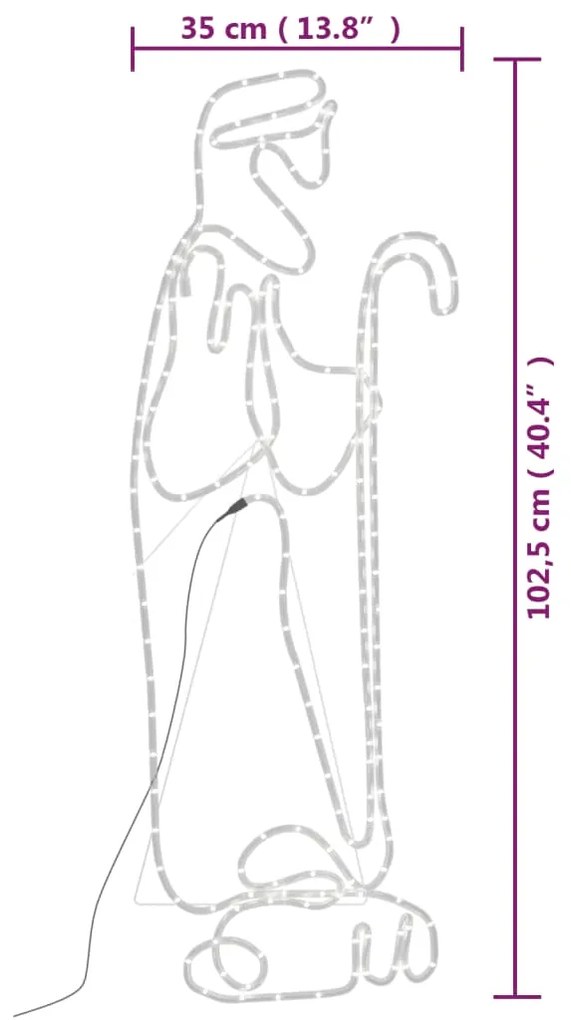 vidaXL Χριστουγεννιάτικη Φιγούρα Ποιμένας & Αρνί με 168 LED 102x35 εκ.