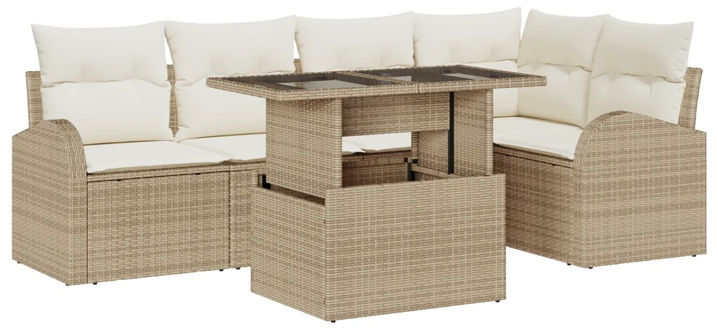 vidaXL Σετ Καναπέ Κήπου 6 pcs μπεζ και κρεμ 100 x 55 x 73 εκ