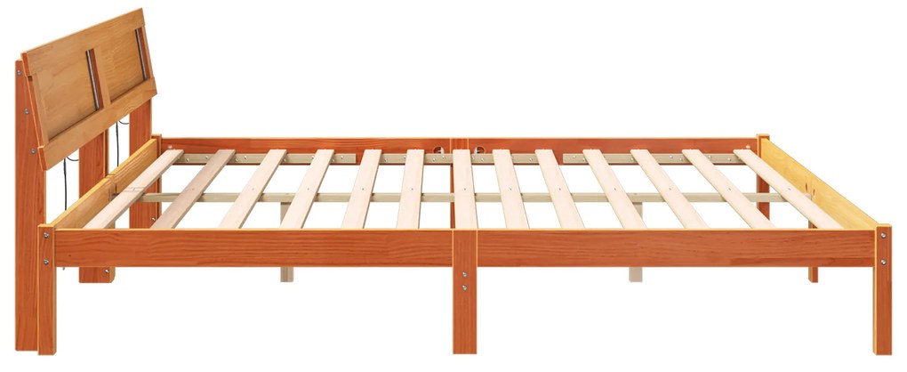 vidaXL Σκελετός Κρεβατιού Καφέ κεριού 200 x 200 cm Μασίφ ξύλο πεύκου