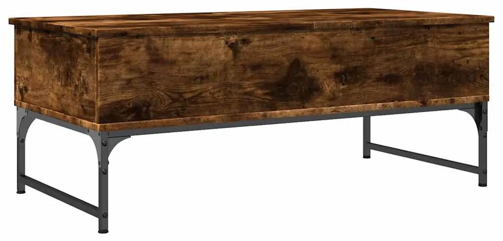 vidaXL Τραπεζάκι Σαλονιού Καπνιστή Δρυς 100x50x40 εκ. Επ. Ξύλο&amp;Μέταλλο