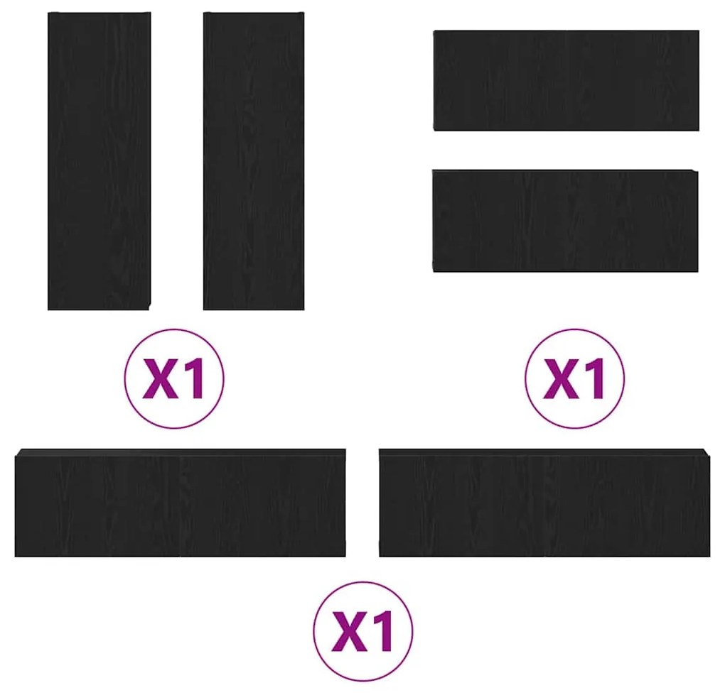 vidaXL Σετ 6 κομματιών ντουλάπας τηλεόρασης - Φινίρισμα Παλιού Ξύλου