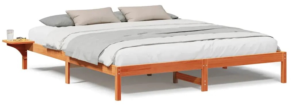 vidaXL Πλαίσιο κρεβατιού με κομοδίνα Καφέ 200 x 200 cm Καφέ κεριού