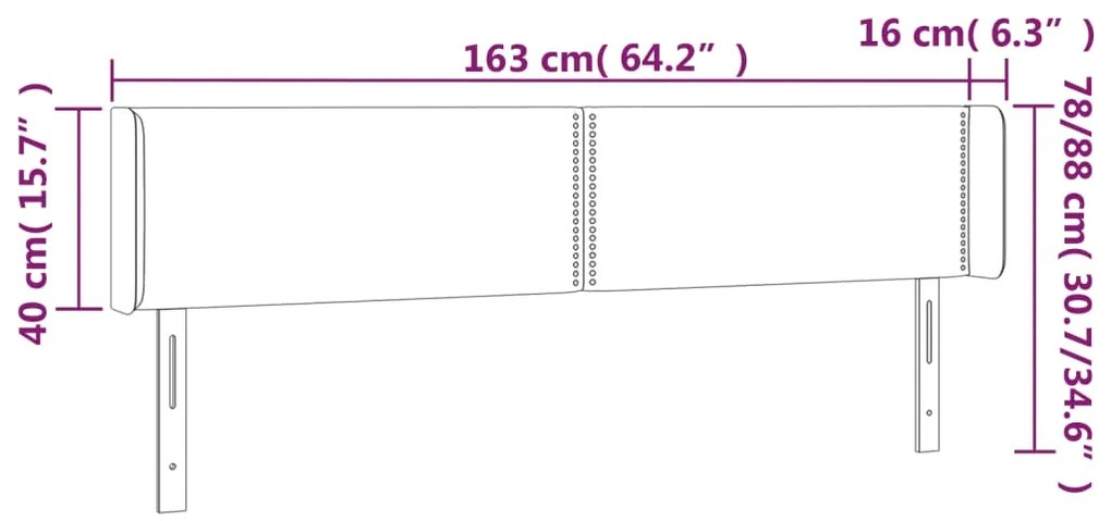 vidaXL Κεφαλάρι Κρεβατιού LED Σκούρο Γκρι 163x16x78/88 εκ. Υφασμάτινο