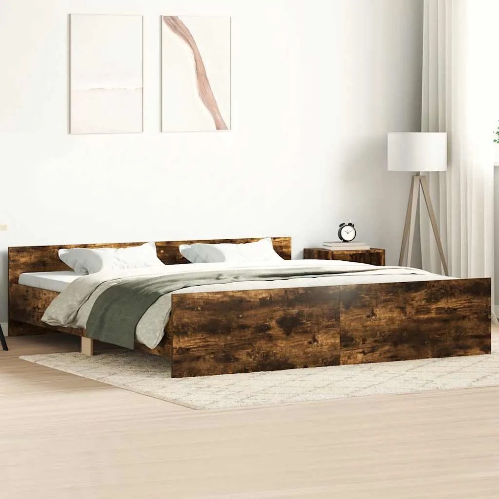 vidaXL Πλαίσιο Κρεβατιού με Κεφαλάρι/Υποπόδιο Καπν. Δρυς 180x200 εκ.