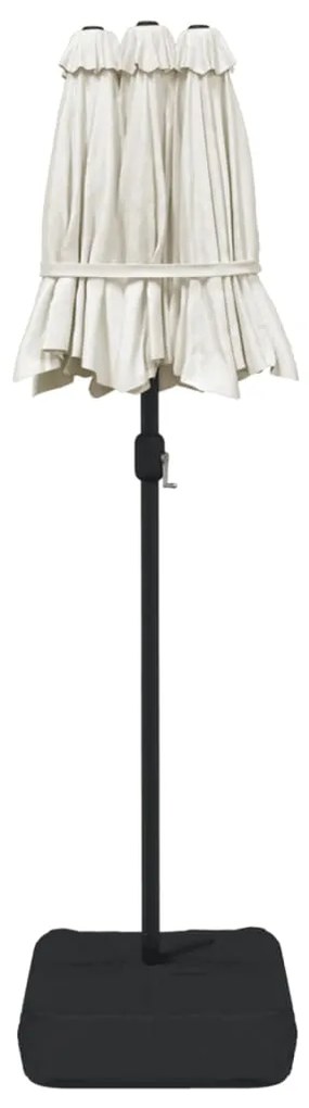 vidaXL Ομπρέλα Κήπου με Διπλή Κορυφή Χρώμα Λευκό Άμμου 316 x 145 εκ.