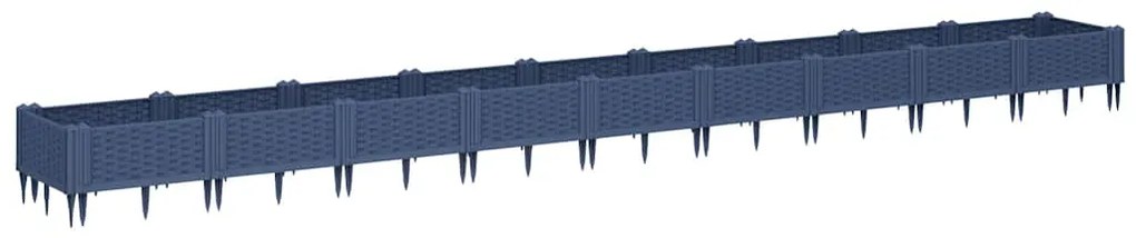 vidaXL Ζαρντινιέρα με Πασσάλους Μπλε Γκρι 362,5x42,5x28,5εκ. Πολυπροπυλένιο