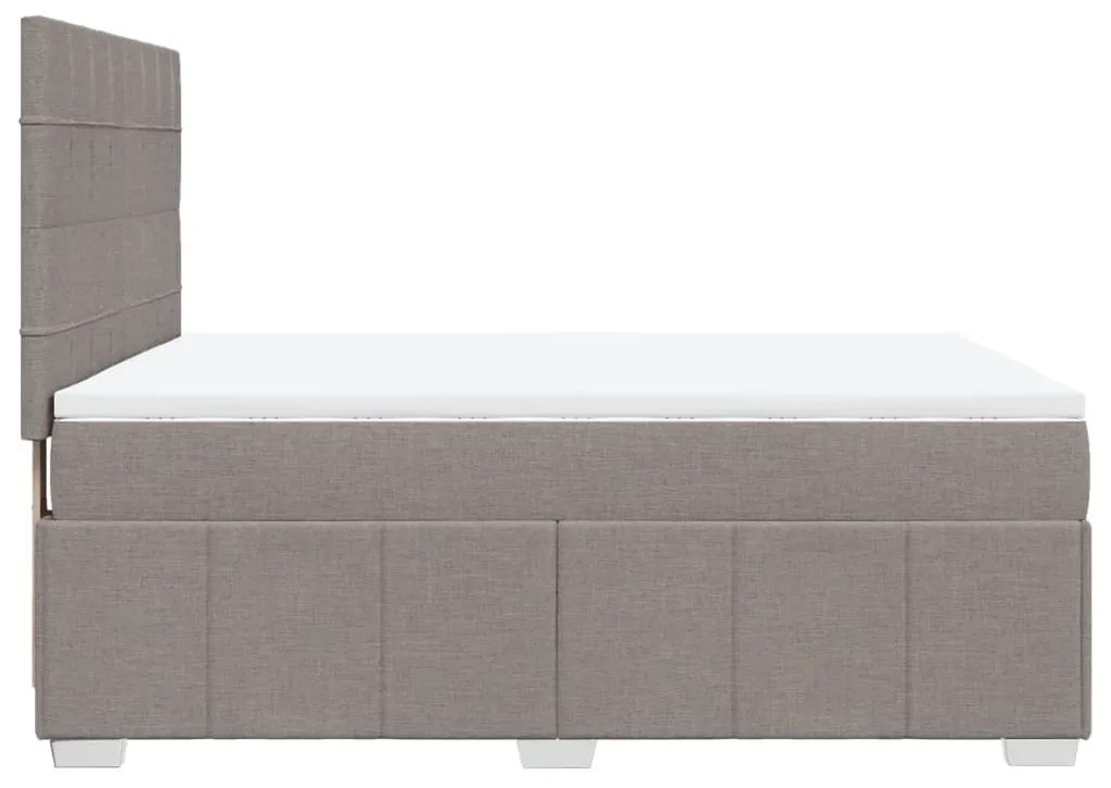 Κρεβάτι Boxspring με Στρώμα Taupe 160x200 εκ. Υφασμάτινο - Μπεζ-Γκρι