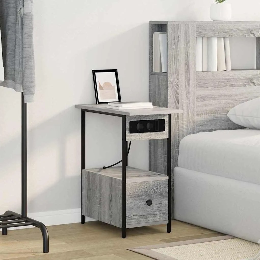vidaXL Κομοδίνο Γκρι sonoma 60 x 30 x 61 εκ Επεξεργασμένο ξύλο