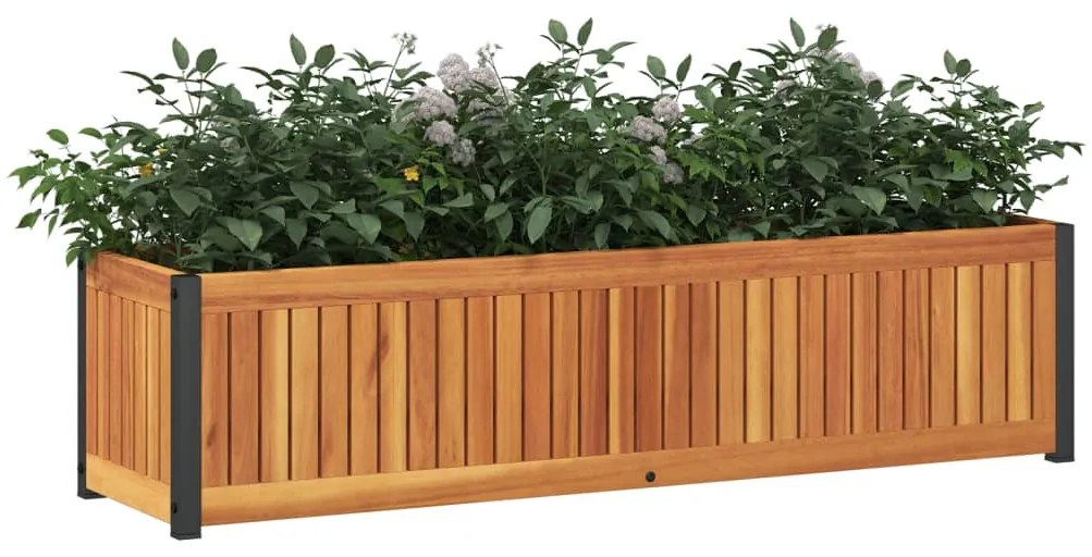 vidaXL Ζαρντινιέρα Κήπου 110x30x27,5 εκ. Μασίφ Ξύλο Ακακίας/Ατσάλι