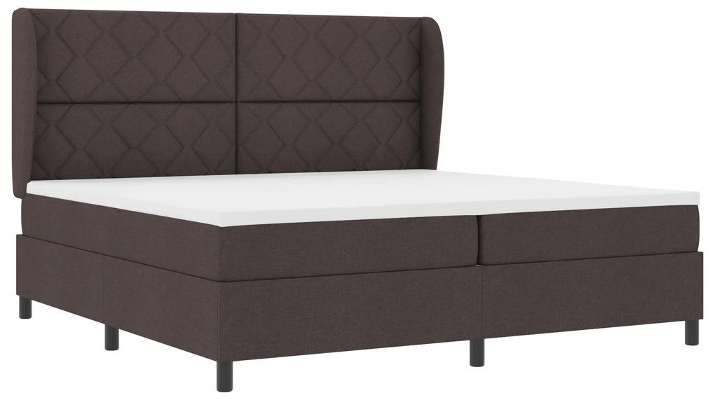 vidaXL Κρεβάτι Box Spring με Στρώμα σε Σκούρο Καφέ, 200x200 εκ. Υφάσματος