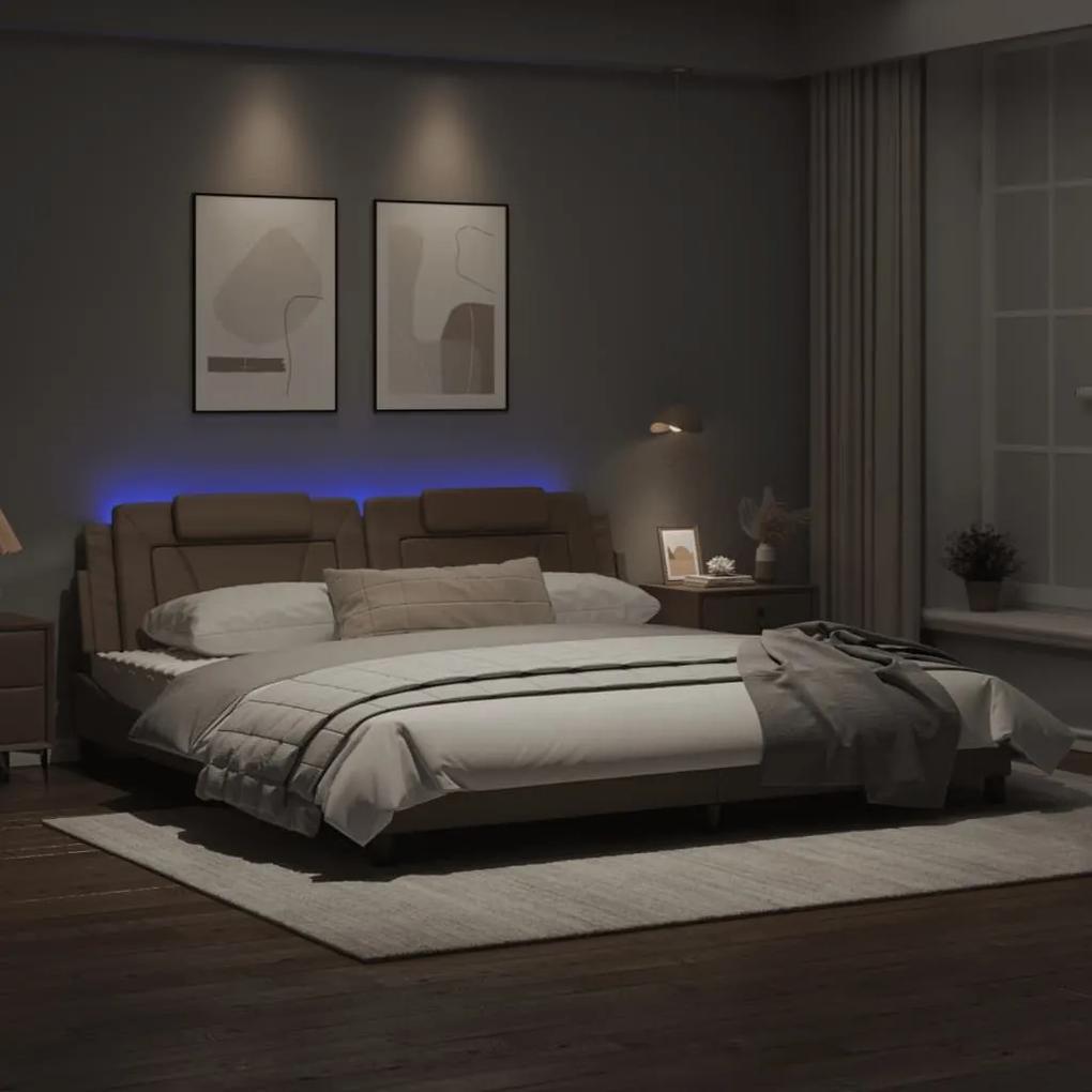 Πλαίσιο Κρεβατιού με LED 200x200 εκ. Συνθετικό Δέρμα - Καφέ