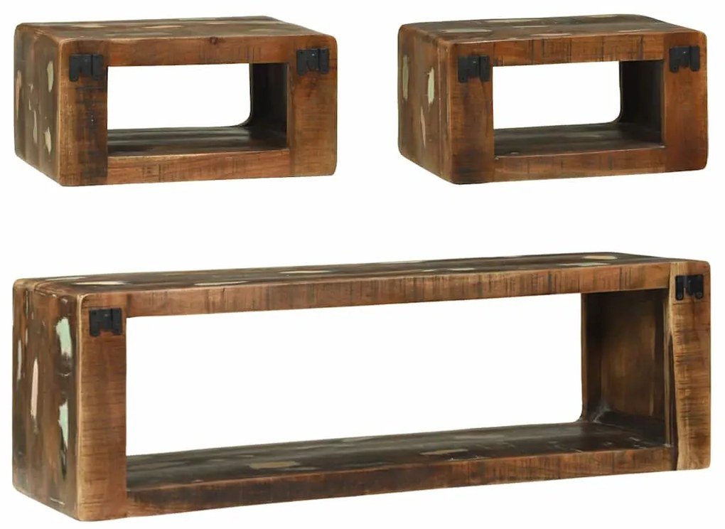 vidaXL Σετ επίπλου τηλεόρασης 3 pcs Πολύχρωμο Μασίφ ανακυκλωμένο ξύλο