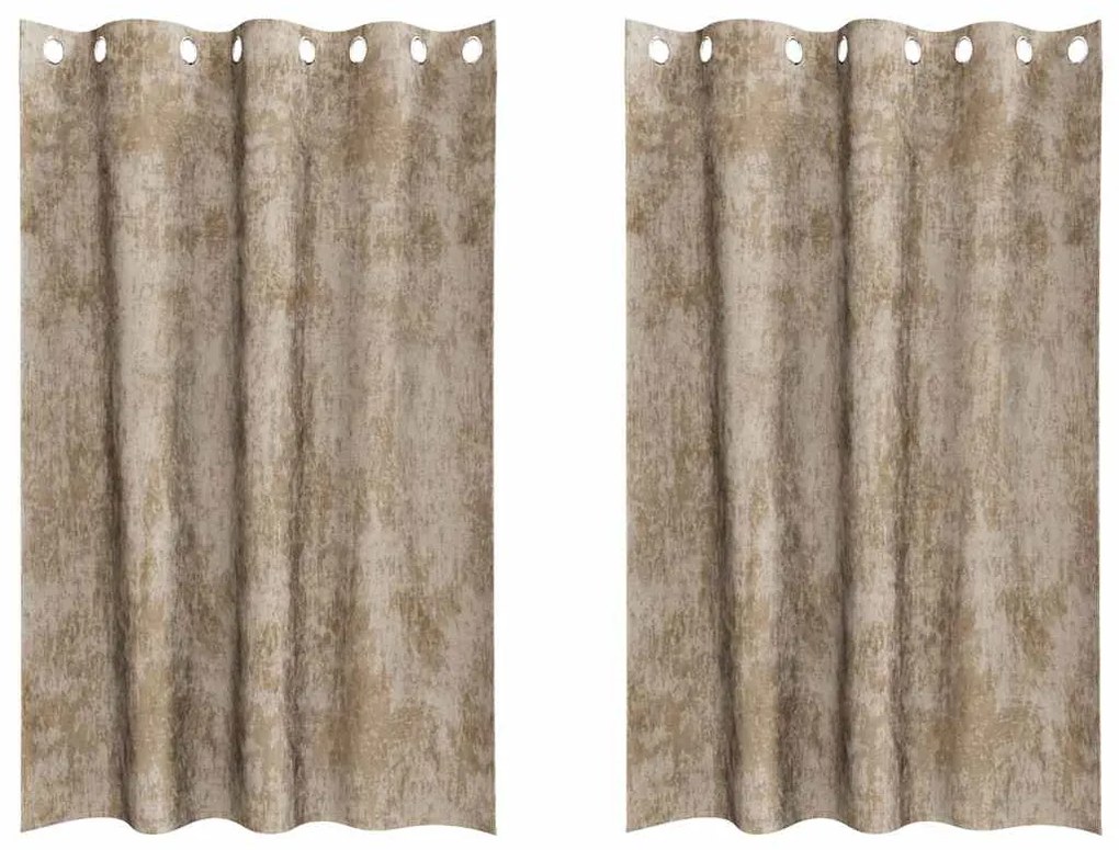 vidaXL Κουρτίνα με κουρτίνες 2 pcs Μπρονζέ 175 x 140 εκ. Βελούδο