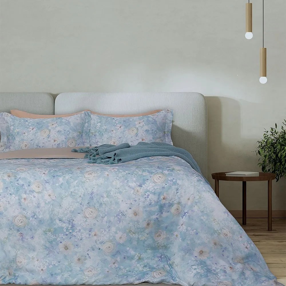 Σεντόνια VAL103 (Σετ 4τμχ) Blue Palamaiki Υπέρδιπλo 245x270cm Tencel