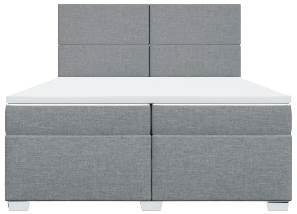 vidaXL Κρεβάτι Boxspring με Στρώμα Ανοιχτό Γκρι 200x200 εκ. Υφασμάτινο