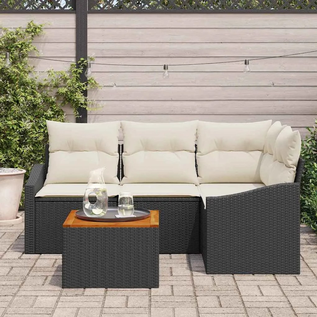vidaXL Σετ Καναπέ Κήπου 5 pcs Μαύρος, λευκός