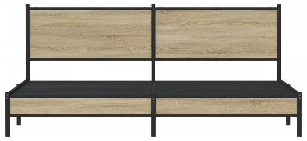vidaXL Σκελετός Κρεβ. Χωρίς Στρώμα Sonoma Δρυς 193x203 εκ. Μεταλλικό