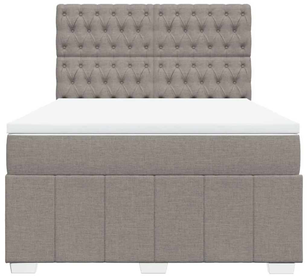 Κρεβάτι Boxspring με Στρώμα Taupe 160x200 εκ. Υφασμάτινο - Μπεζ-Γκρι