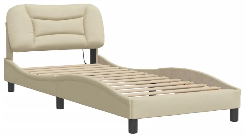 vidaXL Σκελετός Κρεβατιού Χωρίς Στρώμα Hvar Κρέμα 90x200 εκ. Υφασμάτινο