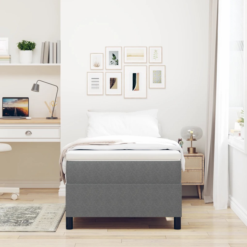 vidaXL Κρεβάτι Box Spring με Στρώμα σε Ανοιχτό Γκρι, 100 x 200 εκ. από ύφασμα κορντούρας