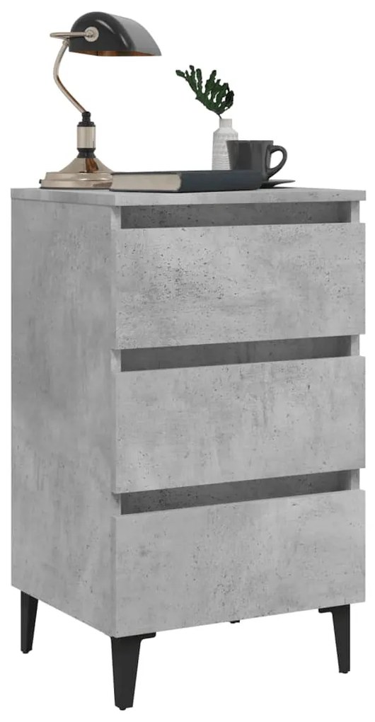 vidaXL Κομοδίνo Γκρι Σκυροδέματος 40 x 35 x 69 εκ. με Μεταλλικά Πόδια