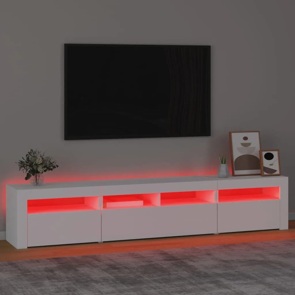 vidaXL Έπιπλο Τηλεόρασης με LED Λευκό 210x35x40 εκ.