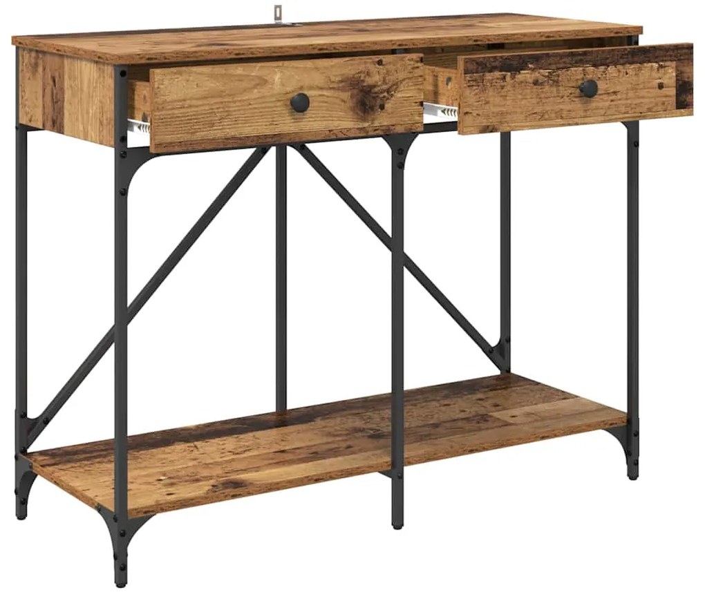 vidaXL Τραπέζι κονσόλας με συρτάρι Παλιό Ξύλο 100 x 39 x 78,5 εκ