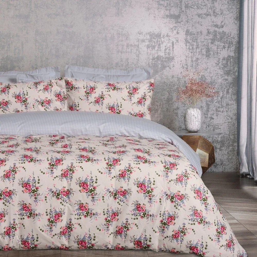Παπλωματοθήκη Happy 9647 (Σετ 3τμχ) Beige-Blue-Pink Das Home Υπέρδιπλo 220x240cm 100% Βαμβάκι