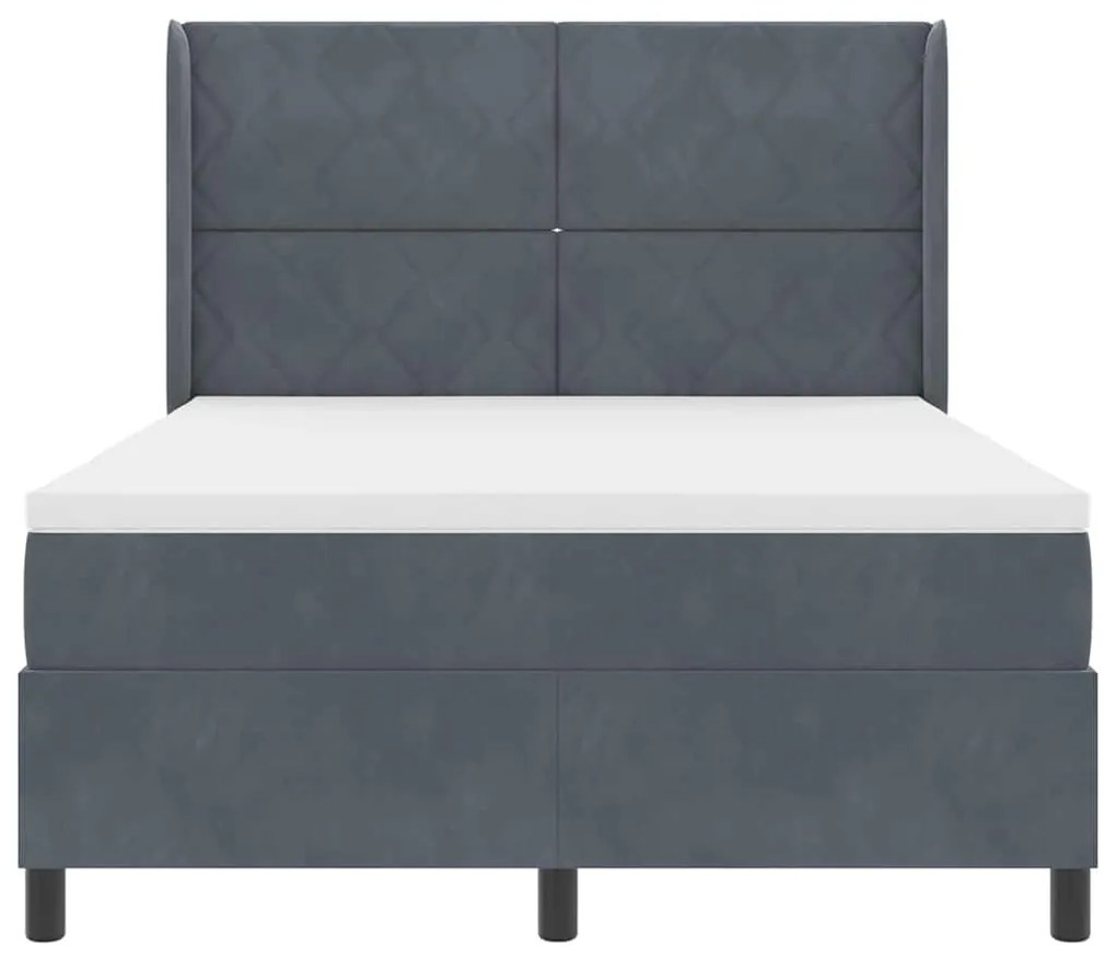 vidaXL Κρεβάτι με ελατήρια Σκούρο γκρι 140 x 190 cm Βελούδο