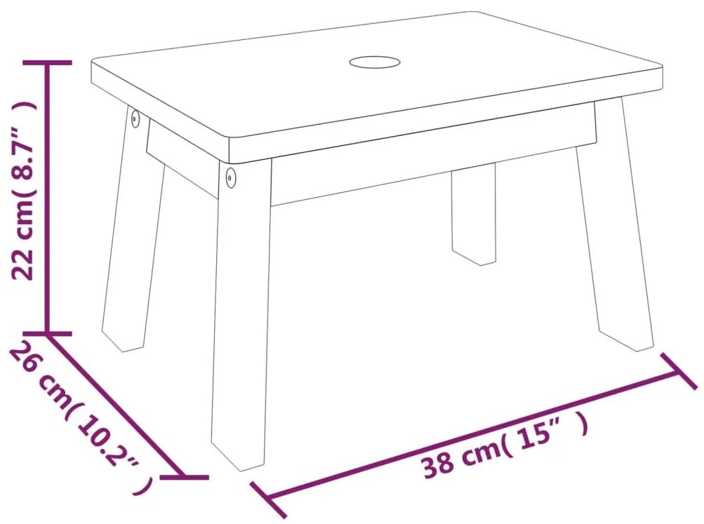 Σκαμπό 38 x 26 x 22 εκ. από Μασίφ Ξύλο Ακακίας - Καφέ