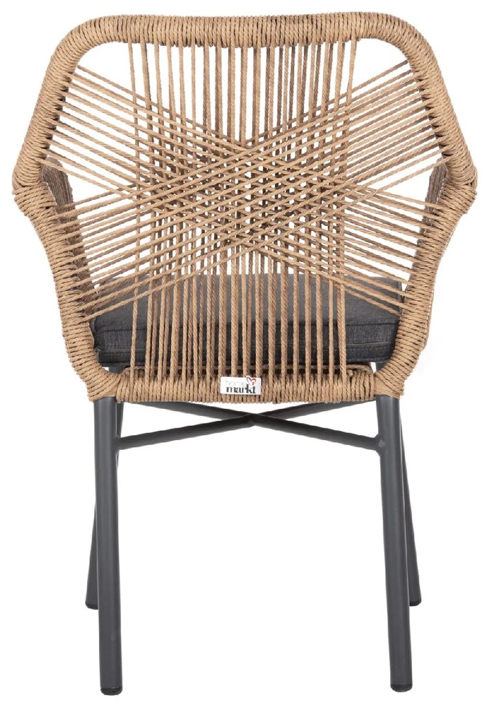 ΠΟΛΥΘΡΟΝΑ TOPIN HM6048.03 ΑΛΟΥΜΙΝΙΟ ΑΝΘΡΑΚΙ-P.E. RATTAN ΜΠΕΖ-ΜΑΞΙΛΑΡΙ ΑΝΘΡΑΚΙ