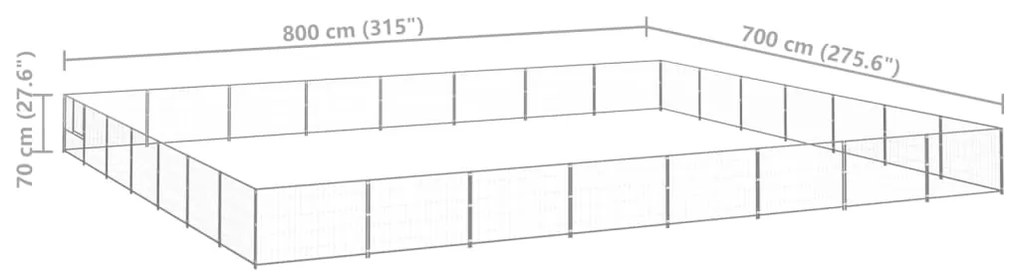 vidaXL Σπιτάκι Σκύλου Ασημί 56 μ² Ατσάλινο