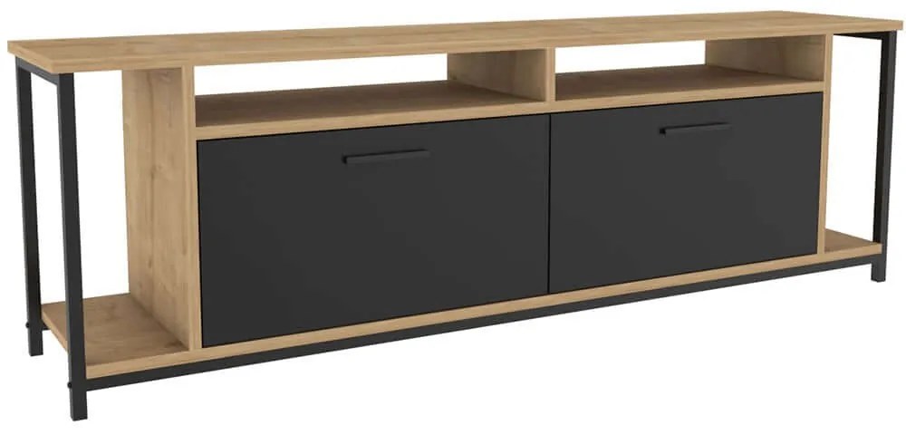 Έπιπλο Τηλεόρασης Omar 322RTC2161 160x35x50,8cm Oak-Black