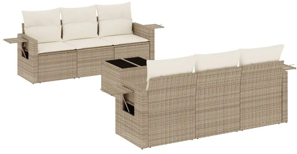 vidaXL Σαλόνι Κήπου Σετ 7 τεμ. Μπεζ Συνθετικό Ρατάν με Μαξιλάρια