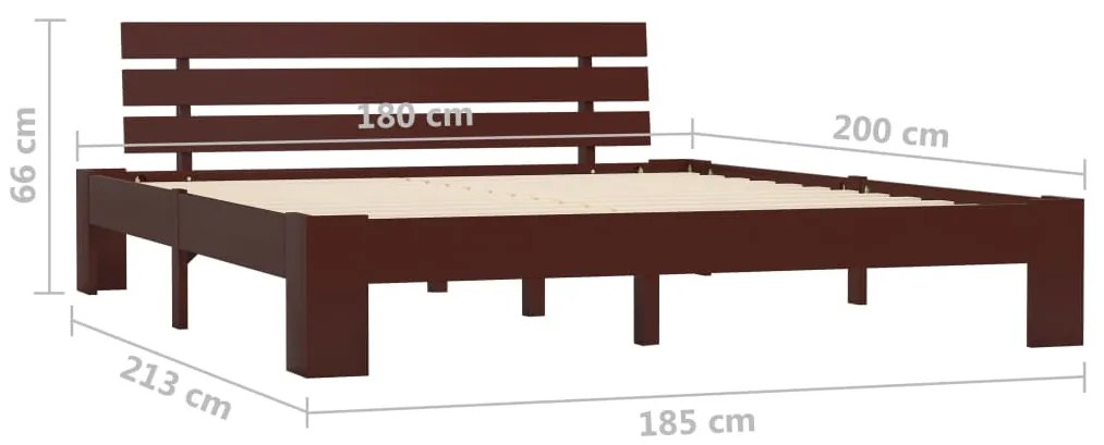 vidaXL Πλαίσιο Κρεβατιού Σκούρο Καφέ 180x200 εκ. από Μασίφ Ξύλο Πεύκου