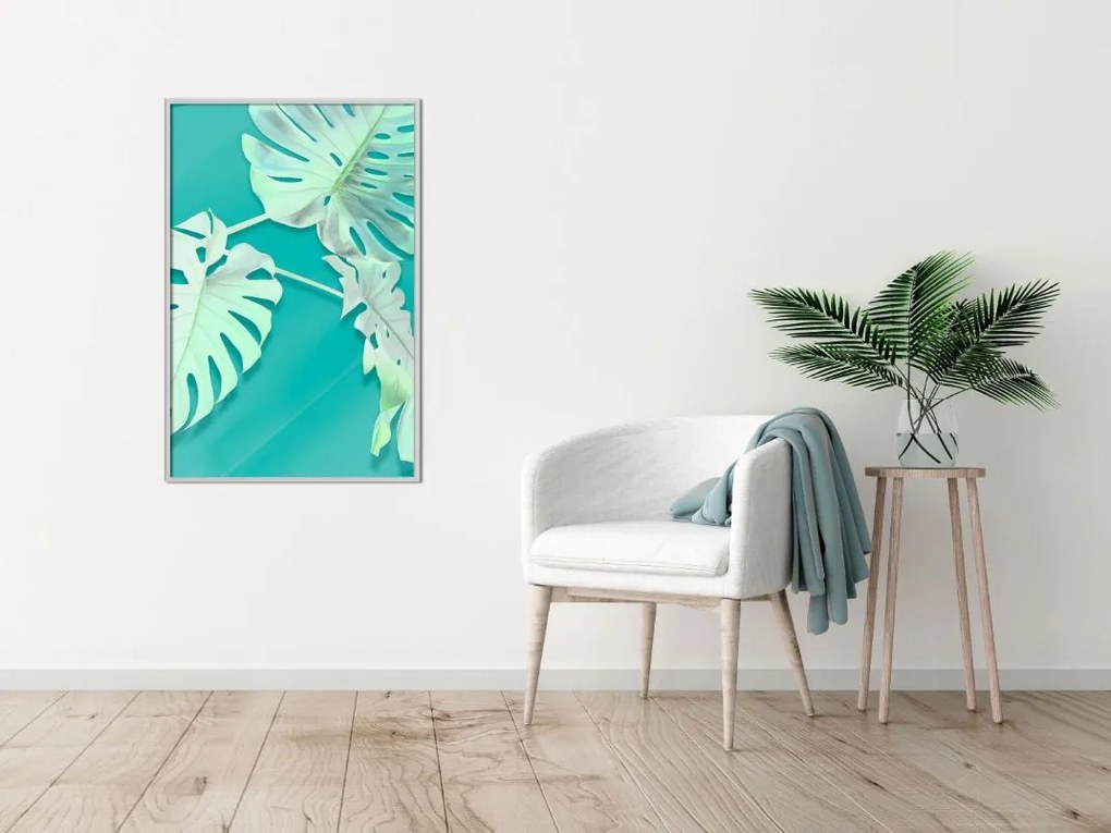 Αφίσα - Teal Monstera - 20x30 - Χρυσό - Χωρίς πασπαρτού