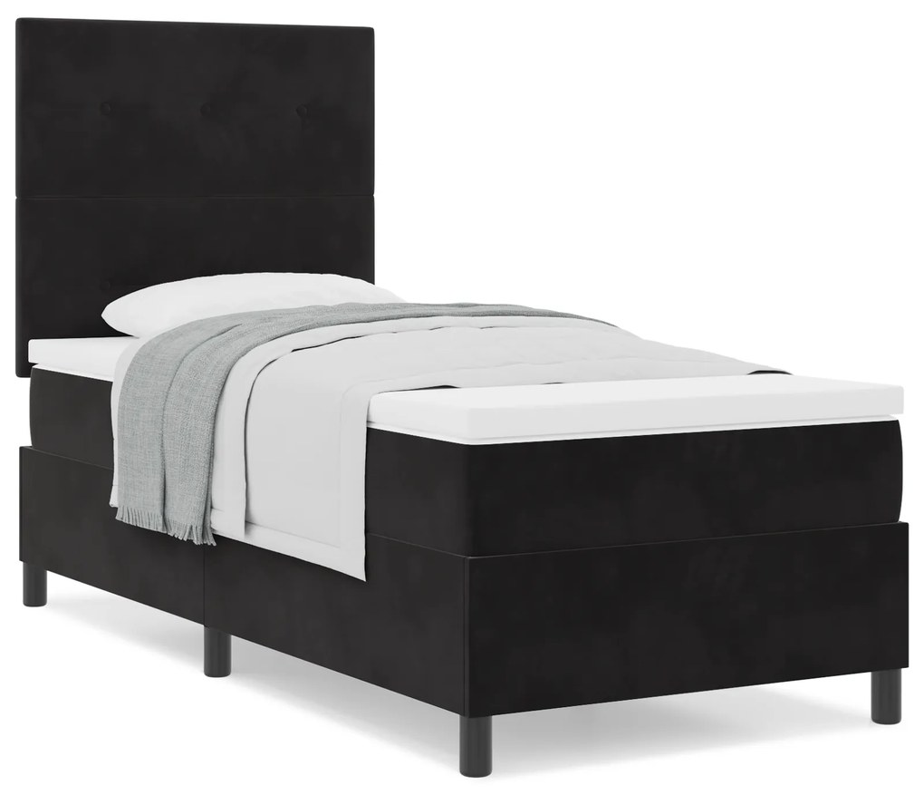 vidaXL Κρεβάτι με Στρώμα Μαύρο 90x200 εκ. Βελούδο