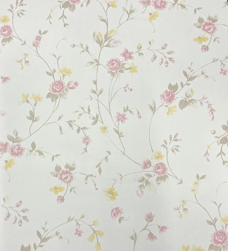 Ταπετσαρία Τοίχου Λευκή Floral 294698 0,53cm x 10m