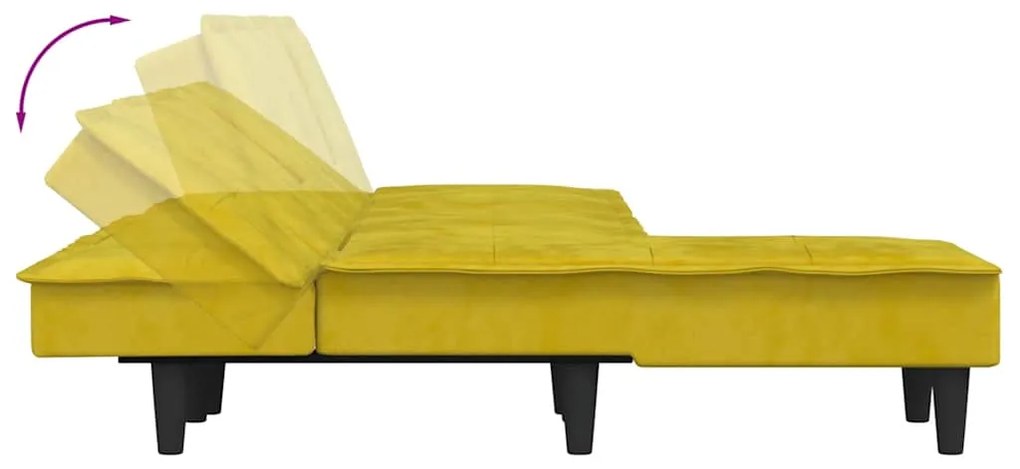 vidaXL Καναπές Κρεβάτι Γωνιακός Κίτρινος 255 x 140 x 70 εκ. Βελούδινος