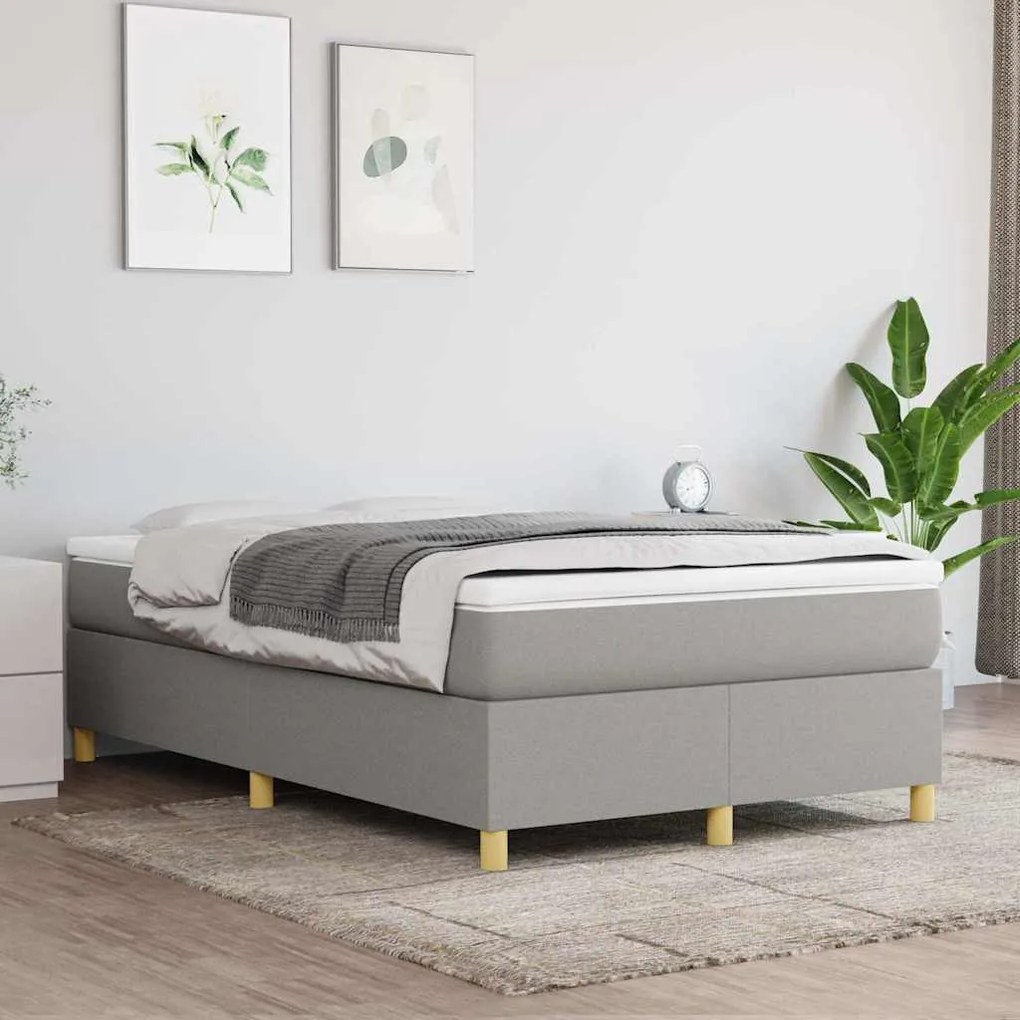 vidaXL Κρεβάτι Boxspring με Στρώμα Ανοιχτό Γκρι 120x190 εκ. Υφασμάτινο