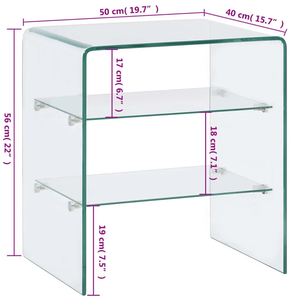 vidaXL Τραπεζάκι Σαλονιού 50 x 40 x 56 εκ. από Ψημένο Γυαλί