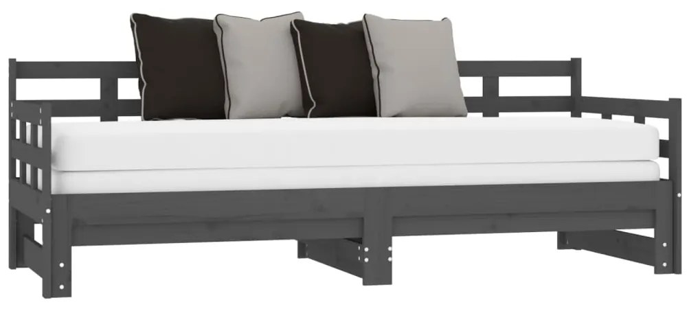 vidaXL Καναπές Κρεβάτι Συρόμενος Γκρι 2x(90x190) εκ. Μασίφ Ξύλο Πεύκου
