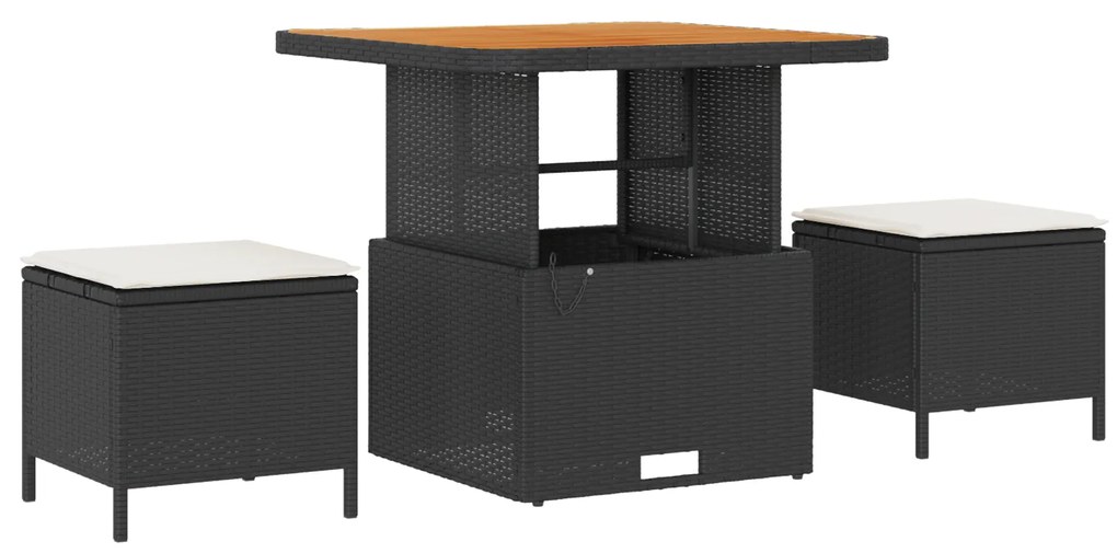 vidaXL 11 Τεμάχια Σετ Καναπέ Κήπου με Μαξιλάρια Μαύρο Πολυ Ρατάν Ακακία