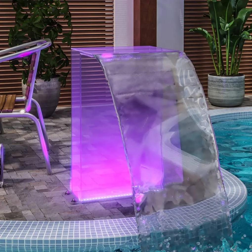 Σιντριβάνι Πισίνας με RGB LED &amp; Σετ Βυσμάτων 51 εκ. Ακρυλικό - Διαφανές